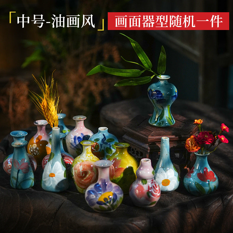 Tourist Attractions Stall Hot-selling Products Kiln Change Ceramic Mini Small Vase Vase Jingdezhen Flower Ornaments Wholesale