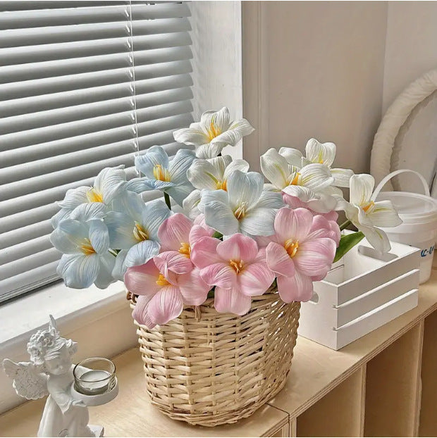 PU Open Tulip Artificial Flower Wedding Home Flower Decoration Large Petal Blooming Flip Tulip Soft