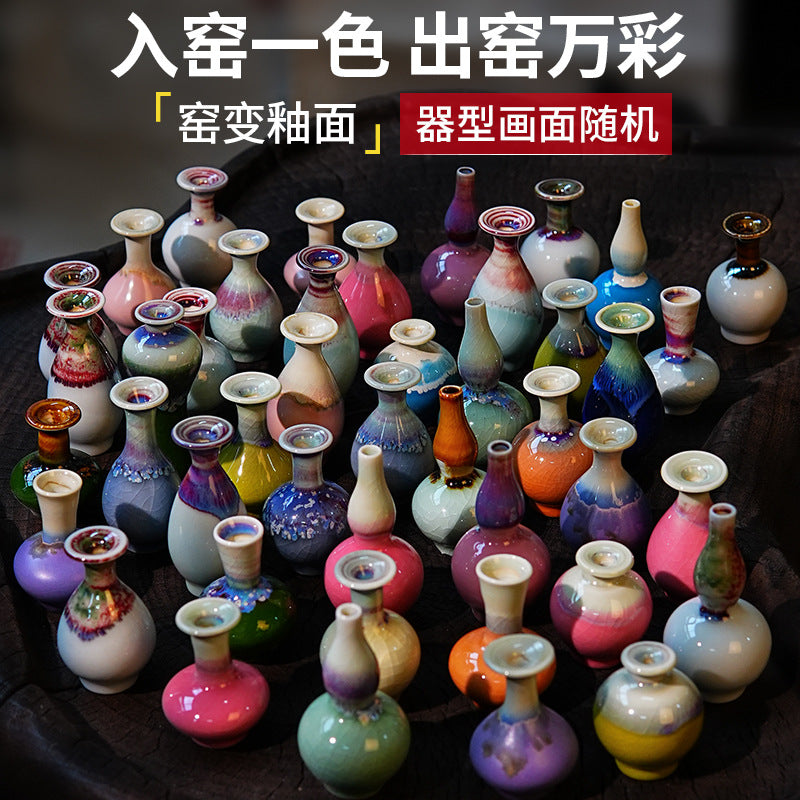 Tourist Attractions Stall Hot-selling Products Kiln Change Ceramic Mini Small Vase Vase Jingdezhen Flower Ornaments Wholesale