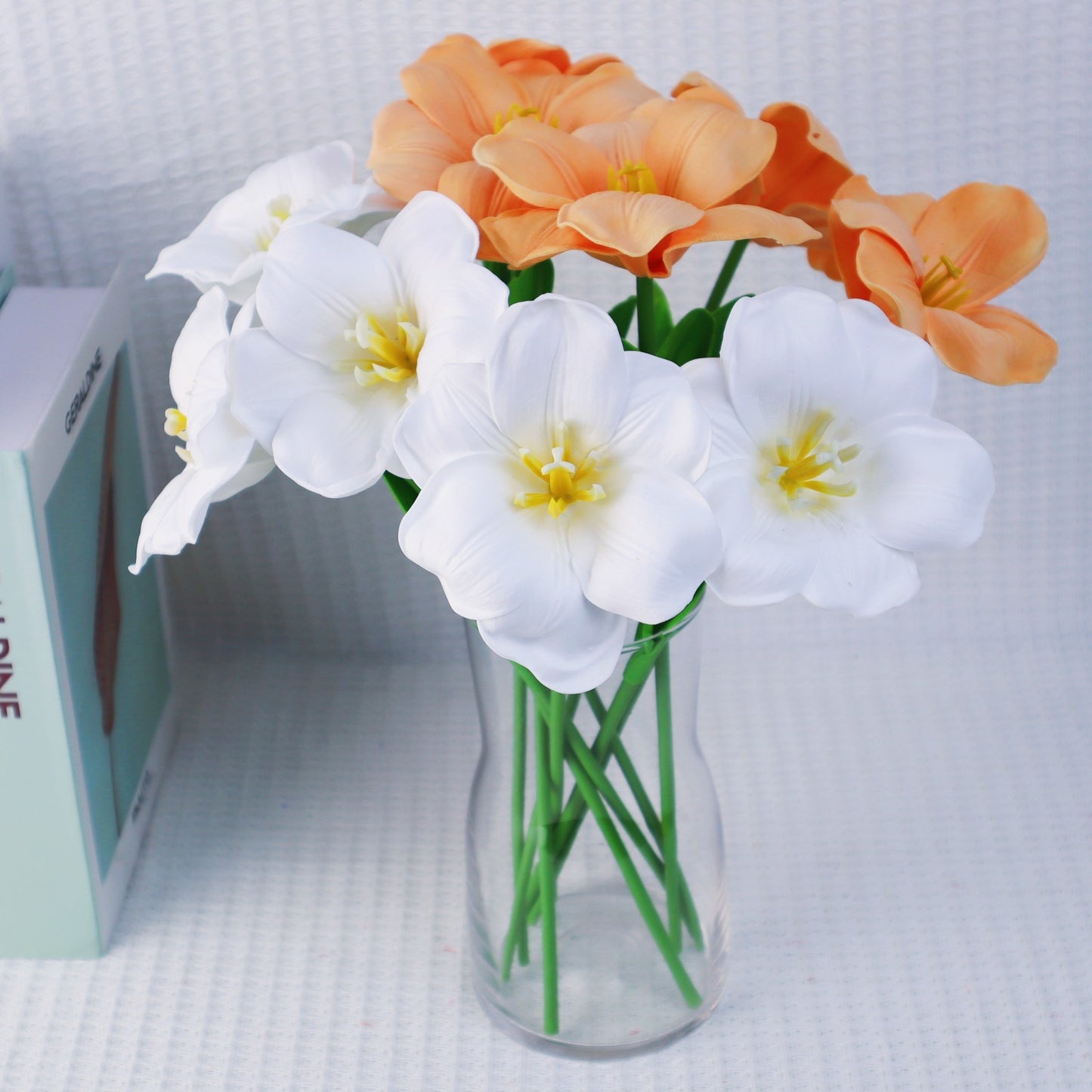 PU Open Tulip Artificial Flower Wedding Home Flower Decoration Large Petal Blooming Flip Tulip Soft